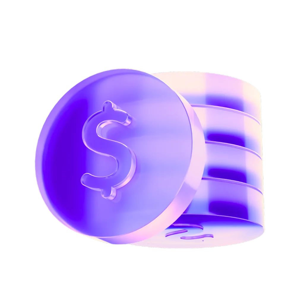 Purple 3d stack of coins